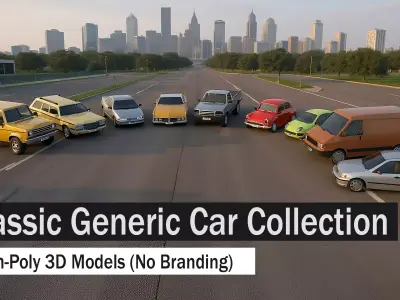 Classic Generic Car Collection High-Quality 3D Models 3D Model Pack