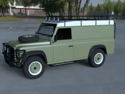 Land Rover Defender 110 Hard Top w chassis and interior HDRI 3D model