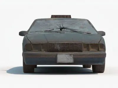 8k abandoned cars destroyed vehicles Low-poly 3D model