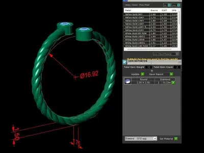 Modern Minimalistic Ring 2 Diamonds 3D print model