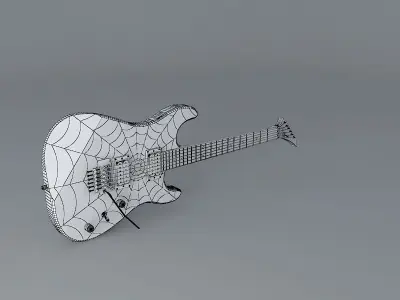 Guitar with spiderweb graphics Free 3D model