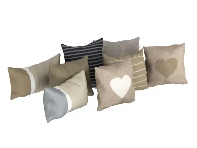 Neutral Linen Pillow Collection 3D model