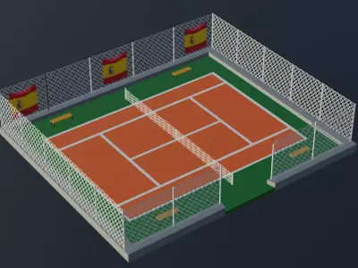 Tennis Court - Spain Low-poly 3D model