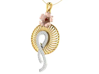 Solitaire Women Pendant 3dm STL OBJ FBX Renders Details 3D print model get