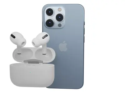 iphone 13 and AirPods Pr 3D model