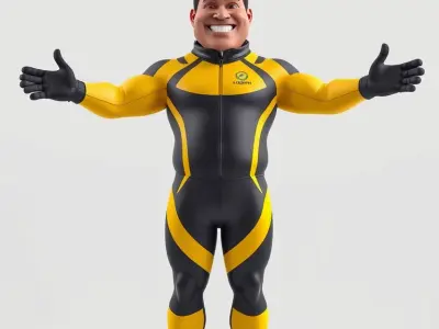 Energetic Racing Hero Rigged and Animated D Character Model Low-poly 3D model