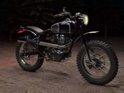 Custom Royal Enfield Scrambler Low-poly 3D model