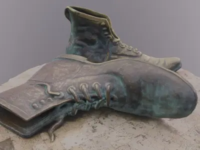 Monument 3D of old shoes from Cartagena Colombia Low-poly 3D model
