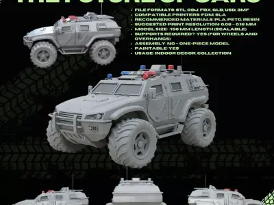 3D Printable Armored Police Vehicle Model 3D print model