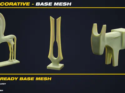 15 Decorative Base Mesh - VOL 13 - Game Ready Low-poly 3D model