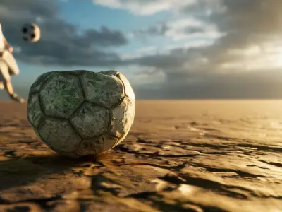 Football animation scene Low-poly 3D model