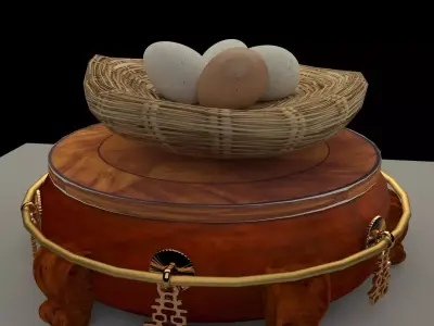 Chinese display stand with egg nest 3D model