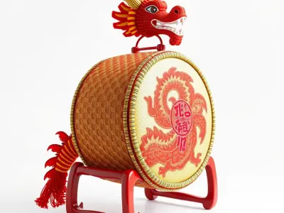 Traditional Dragon Drum Model Pack Low-poly 3D model