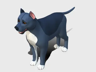 Cartoon Dog - Pitbull Low-poly 3D model
