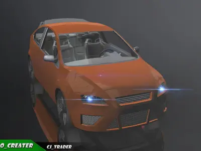 Low-Poly Car Racing  Concept Simple 3D Model Low-poly 3D model