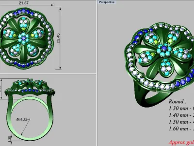 light weight gold diamond rings-C111116SKCH2026055-wt-10-15 3D print model