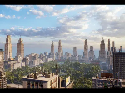 1950s NYC Environment Megapack Modular  Interiors and Characters Low-poly 3D model