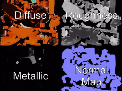 Vibrant Orange Helmet model pack Low-poly 3D model