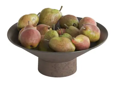 Organic Pears In Ceramic Bowl 3D model