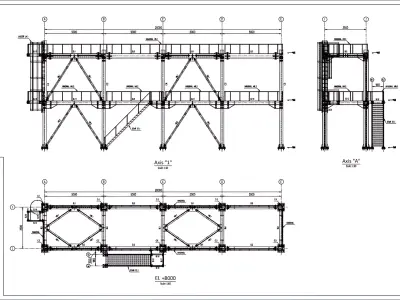 Industrial Steel Platform with Ladder 3D model