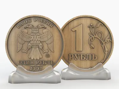 ruble russian rouble coin 3D model