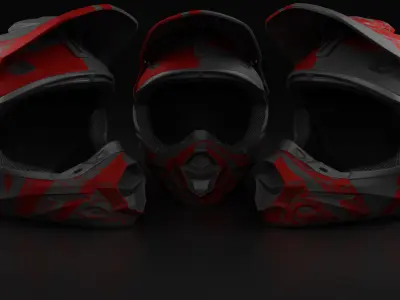 3 Moto Helmets 3D model