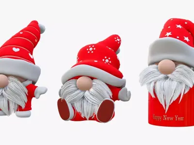 Christmas Gnome Decoration Set M1 3D model