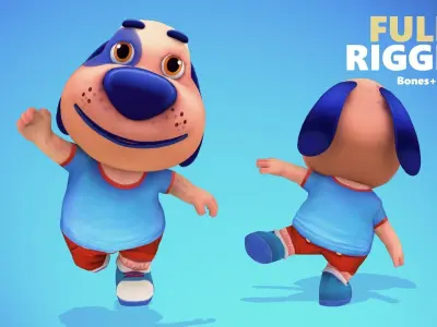 Dog Low poly Animated Rigged Low-poly 3D model