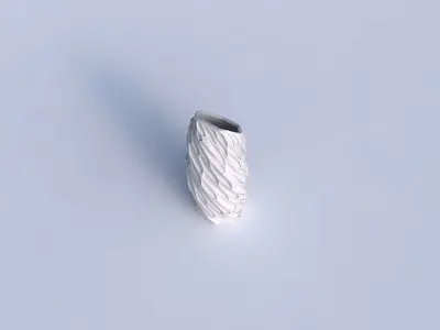 Vase twisted bent hexagon with organic dents 3D print model