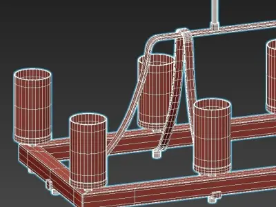 INDUSTRIAL FARMHOUSE WAVY GLASS ISLAND CHANDELIER 3D model