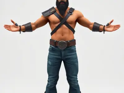 Warrior Bearded Gladiator Rigged and Animated D Character Model Low-poly 3D model