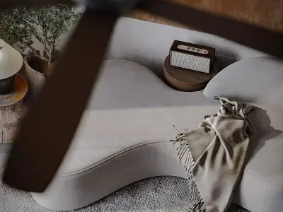 Livingroom and Kitchen 3D model