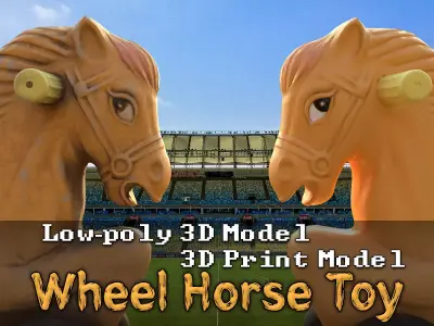 Wheel Horse Toy Low-poly 3D model 3D print model Low-poly 3D model