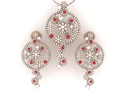 Luxury set - Pendant and earring 3D Model Pack