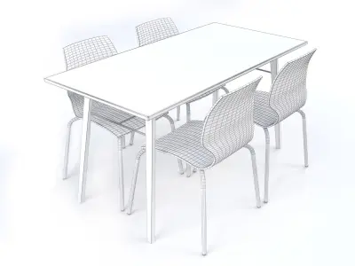 Tables and chairs set Boston style Low-poly 3D model