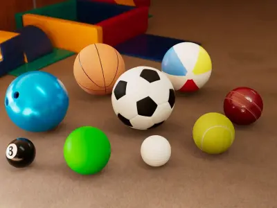Multiple Balls 3d Model all in one Free low-poly 3D model