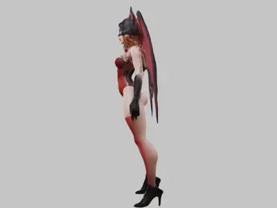 Lowpoly Rogue Bat Woman Character Game-Ready 3D Asset   Low-poly 3D model