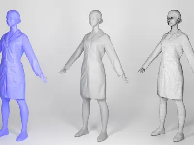 Attractive nurse  in A-pose ready for rigging 117 Low-poly 3D model