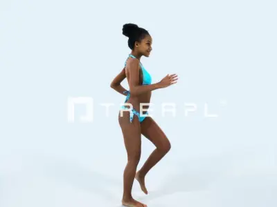 May 05K Running Jogging Beach Sport African American Woman Low-poly 3D model