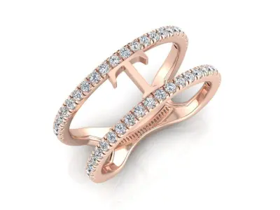 Jewelry Alphabet Ring T 3D print model