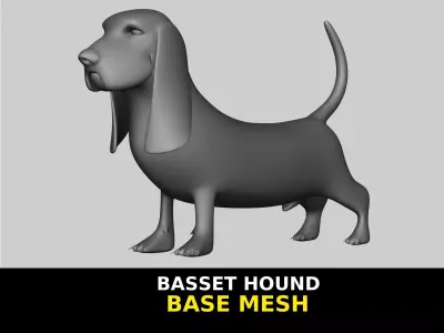 Basset Hound Basemesh for Sculpt Ready Low-poly 3D model