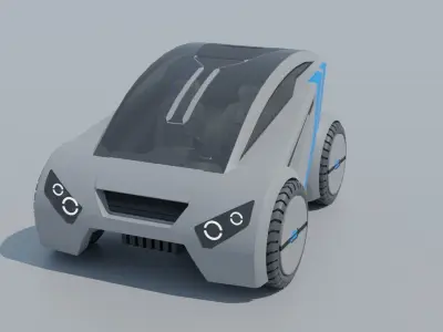 Sci-fi car Low-poly 3D model