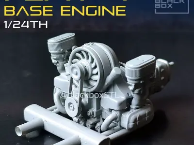 Flat Four BASE ENGINE 1-24th for modelkits and diecast 3D print model