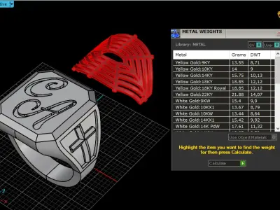 Initials cross signet ring model 1019 3D print model