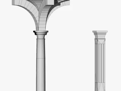 Vaulting 2-2   Romanic  500cm spaced  thin arches and thin curbs Low-poly 3D model