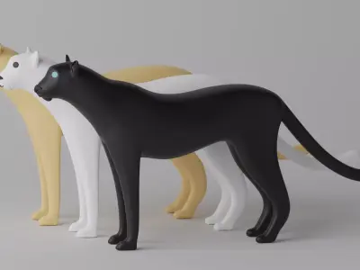 Cartoon Cheetah Black Panther Snow Leopard 3D model