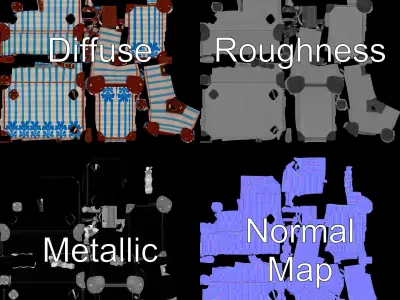 Vintage Luggage Set D Model Pack for Travel and Decor Low-poly 3D model