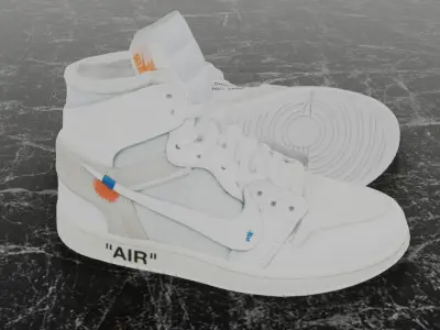 NIKE AIR JORDAN 1 X OFF-WHITE 3D SHOES Low-poly 3D model