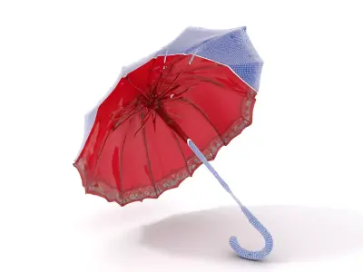 Elegant Red Parasol model pack Low-poly 3D model
