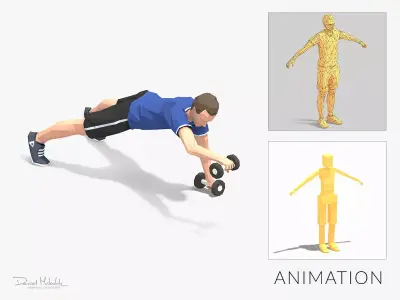 pushup forward raise Exercise Man Animation Low-poly 3D model